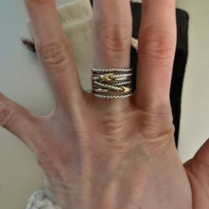 Double X Crossover Ring with 18K Gold